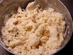 This is what the apple dumpling dough should look like after adding the milk.